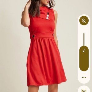 Modcloth red coach tour dress with pockets